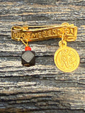 Dios Me Bendiga Con Angel De La Guarda Y Azabache Legitimo 14Kt Oro Amarillo