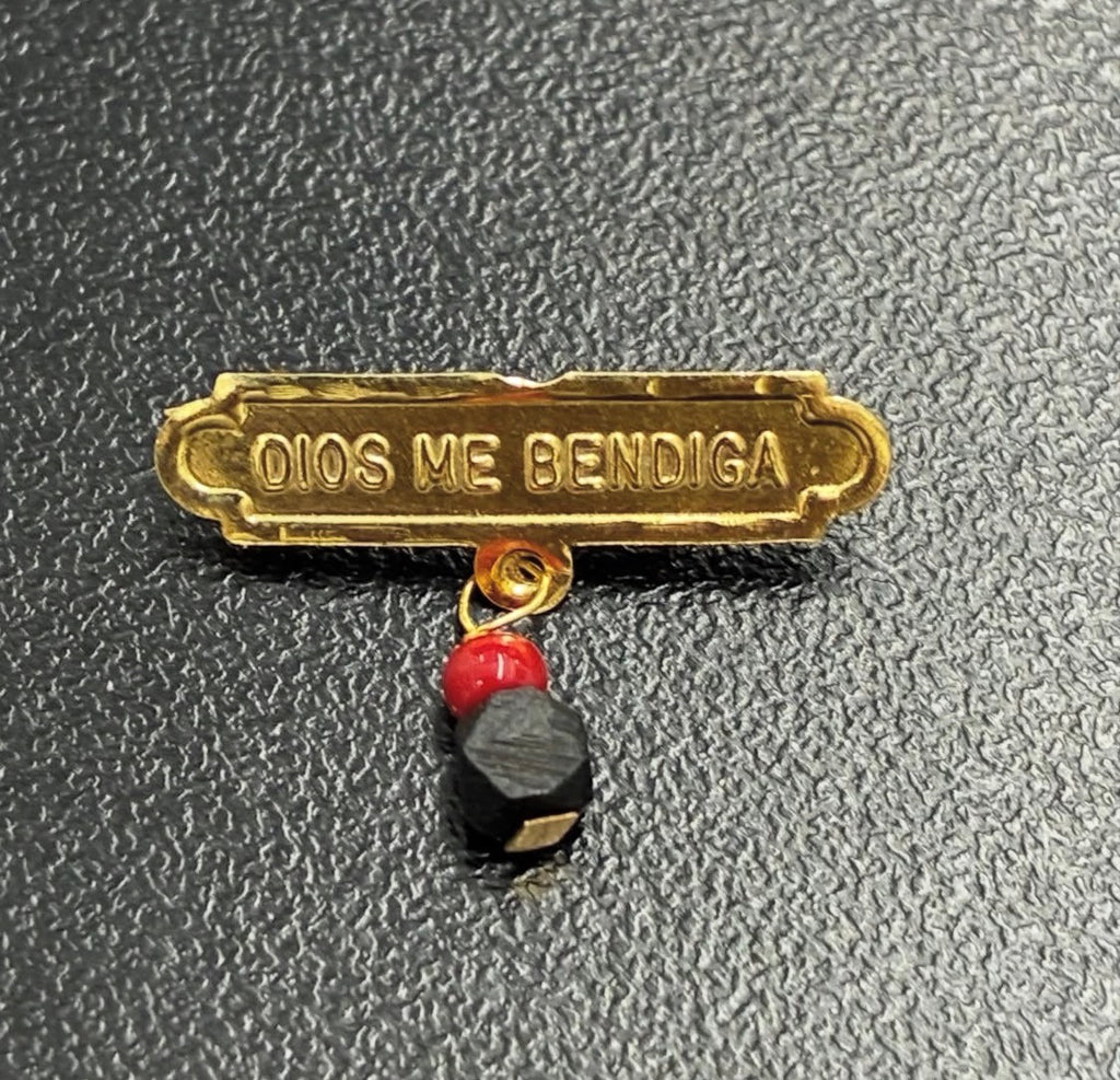 Dios Me Bendiga Con Azabache Legitimo 14Kt Oro Amarillo